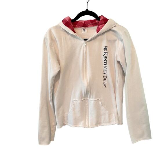 BOXERCRAFT Women's Kentucky Derby Full Zip Hoodie White‎ Cream Sweatshirt Sz L - Picture 1 of 7